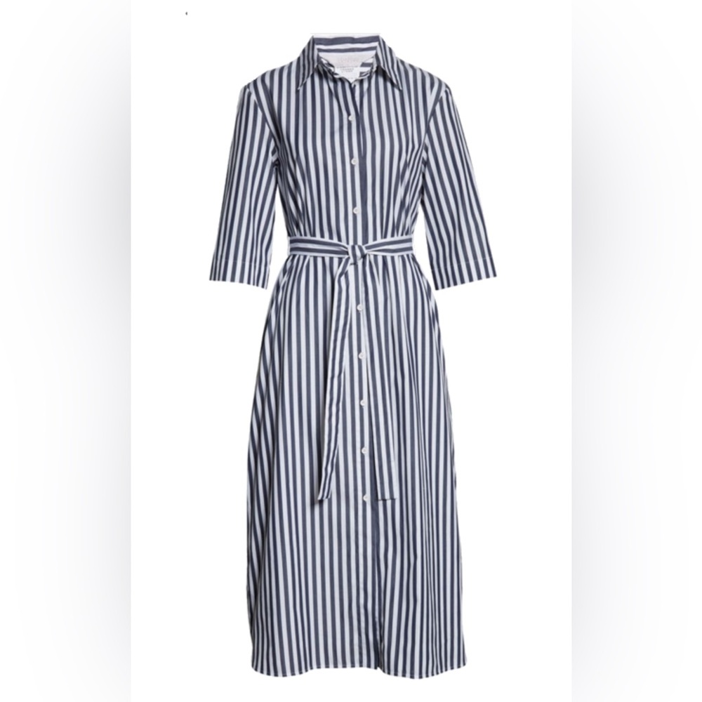 Max Mara Leisure Navy & White Striped Dialogo Shirt Dress - Size 8